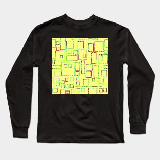 Rainbow Blocks on Yellow Long Sleeve T-Shirt